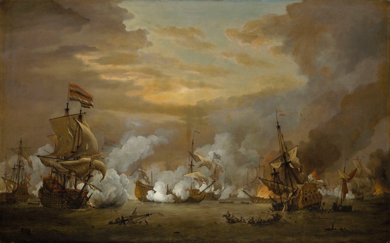 Bitwa o Texel autorstwa Willem van de Velde the Younger