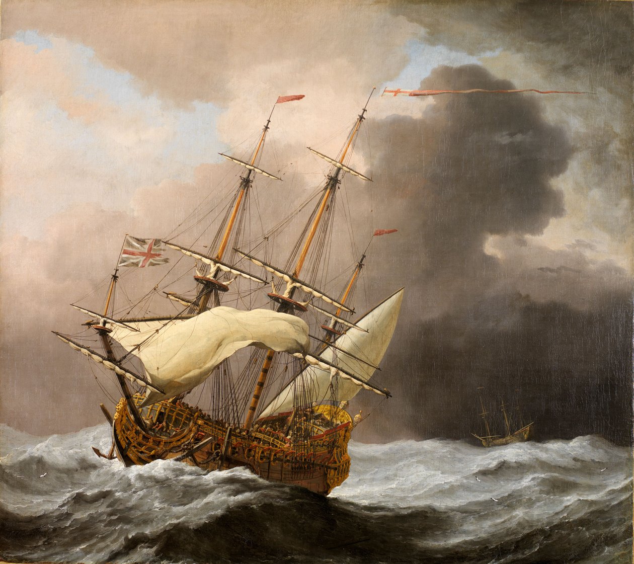 „Hampton Court” (olej na płótnie) autorstwa Willem van de Velde the Younger