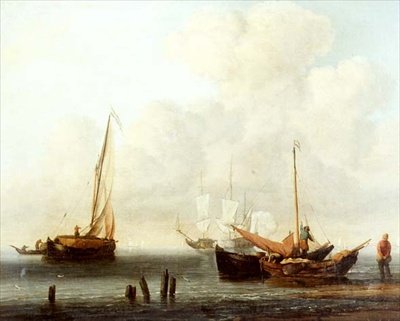 Dwie łodzie rybackie autorstwa Willem van de Velde the Younger