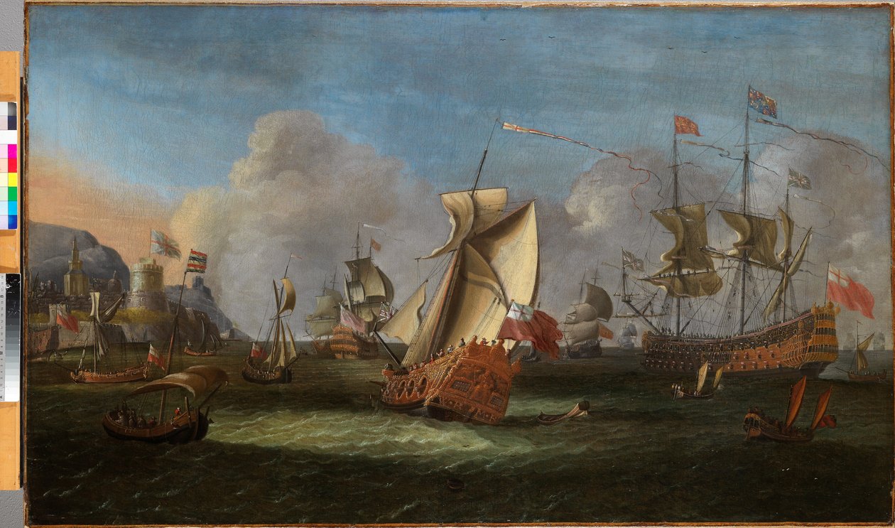 Król Wilhelm III u wybrzeży Irlandii, czerwiec 1690 olej na płótnie autorstwa Willem van der Hagen
