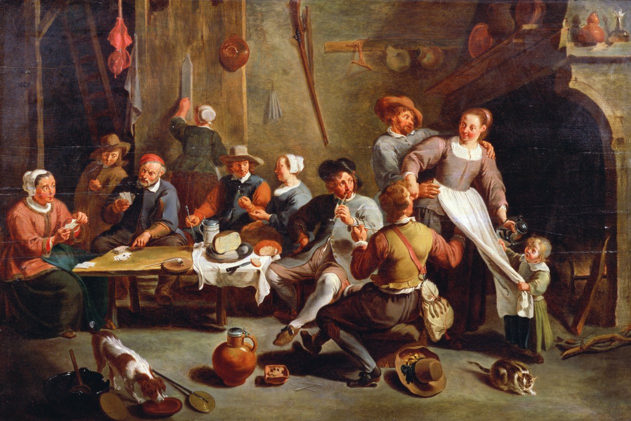 Wnętrze zajazdu z grającymi w karty autorstwa Willem van the Elder Herp