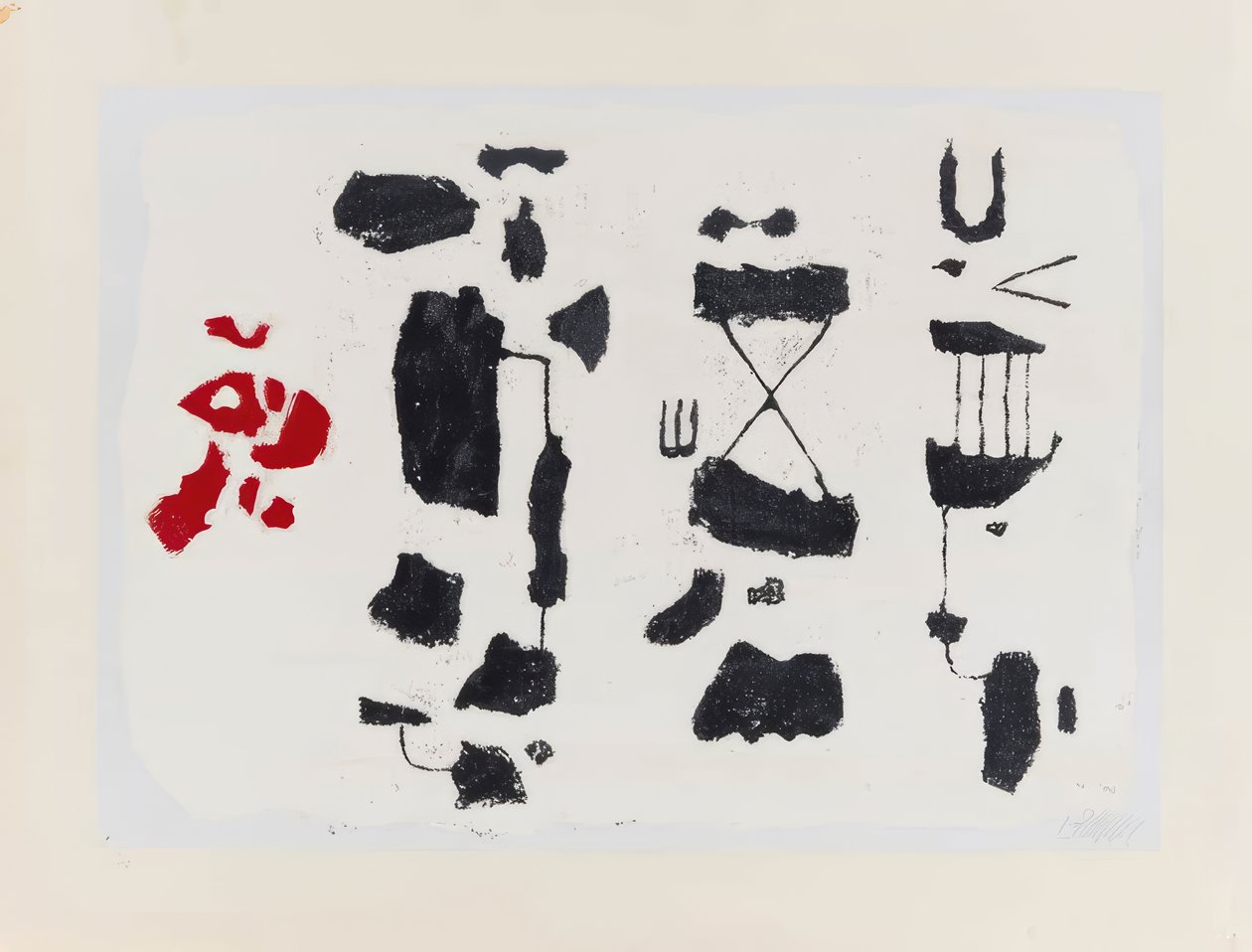 Czarne znaki – czarne postacie o czerwonym kształcie autorstwa Willi Baumeister