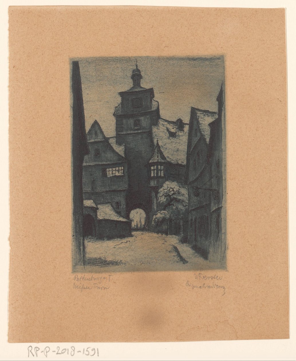 Widok na Weisserturm w Rothenburg ob der Tauber Rothenburg T. Weisserturm (tytuł na obiekcie) autorstwa Willi Foerster (signed by artist)