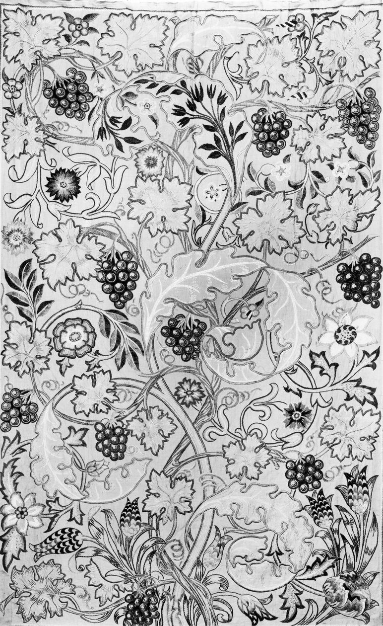 Winorośli, 1878 (jedwab na płótnie) (druk bw) autorstwa May Morris