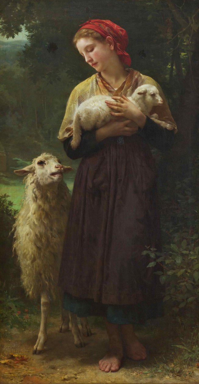 Nowo narodzony Baranek (Pasterka) autorstwa William Adolphe Bouguereau