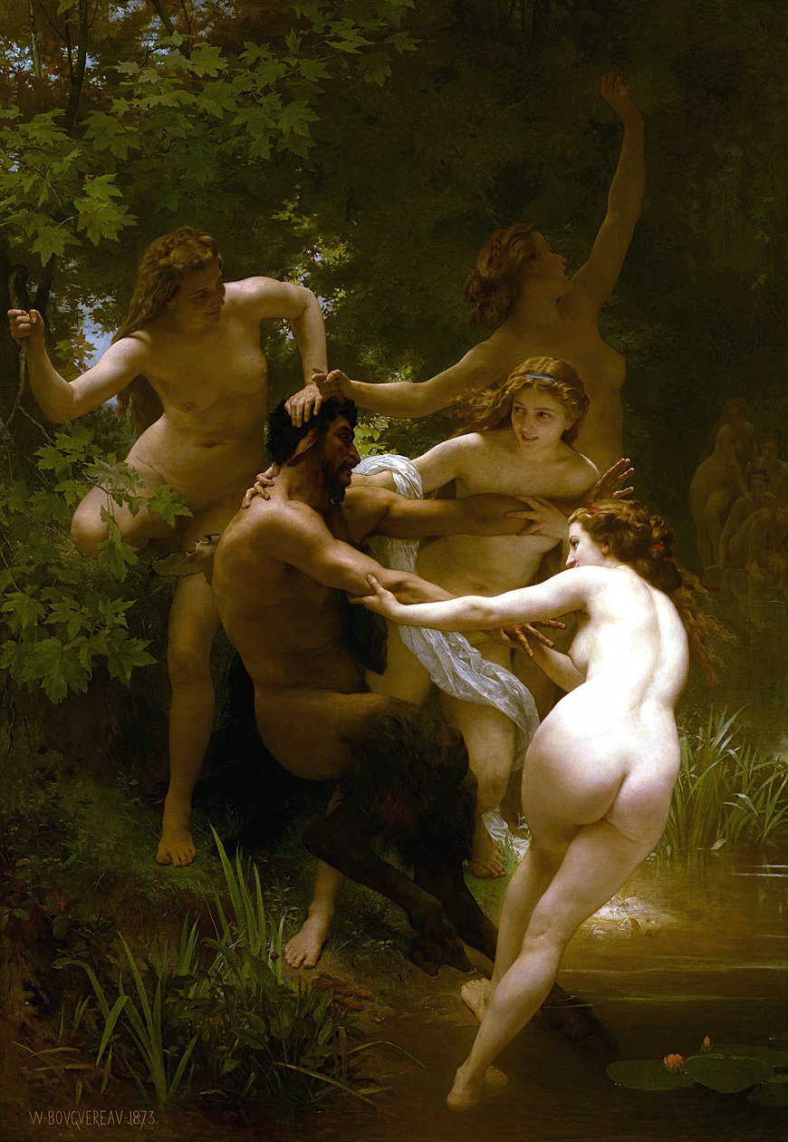 Nimfy i Satyr autorstwa William Adolphe Bouguereau