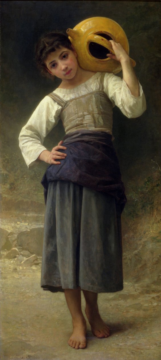 Dziewczyna z wody (młoda dziewczyna idąca na wiosnę) 1885 autorstwa William Adolphe Bouguereau