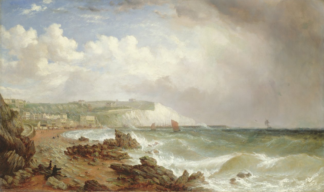 Ventnor, Isle of Wight, z plaży, zbliżająca się burza autorstwa William Adolphus Knell
