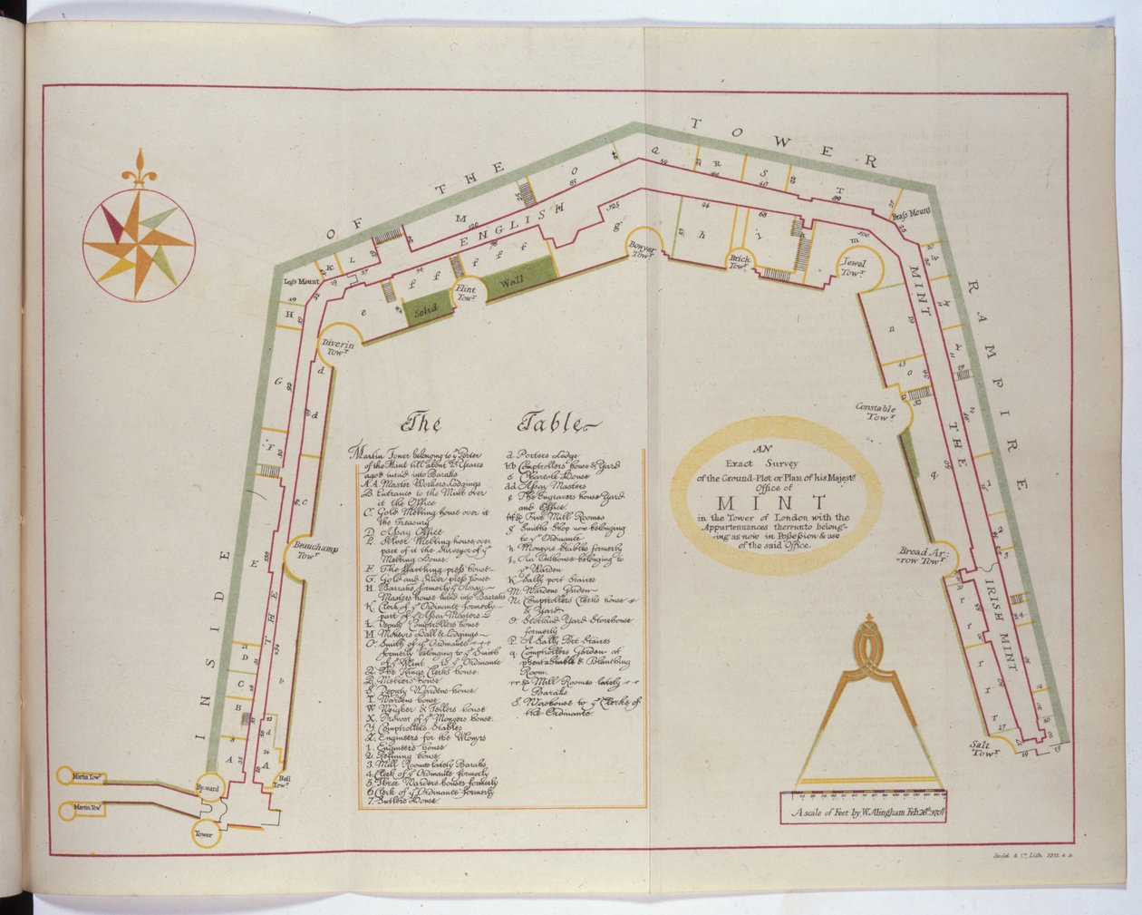 Plan Mennicy Królewskiej w Wieży, 1701 autorstwa William Alingham