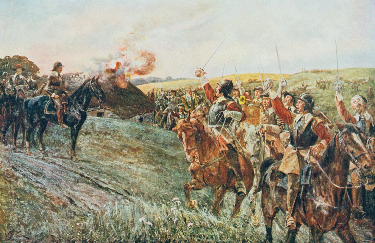 Po bitwie pod Naseby, 14 czerwca 1645, z „Brytyjskich bitew na lądzie i morzu” pod redakcją Sir Evelyna Wooda (1838-1919) opublikowana po raz pierwszy w 1915 autorstwa William Barnes Wollen