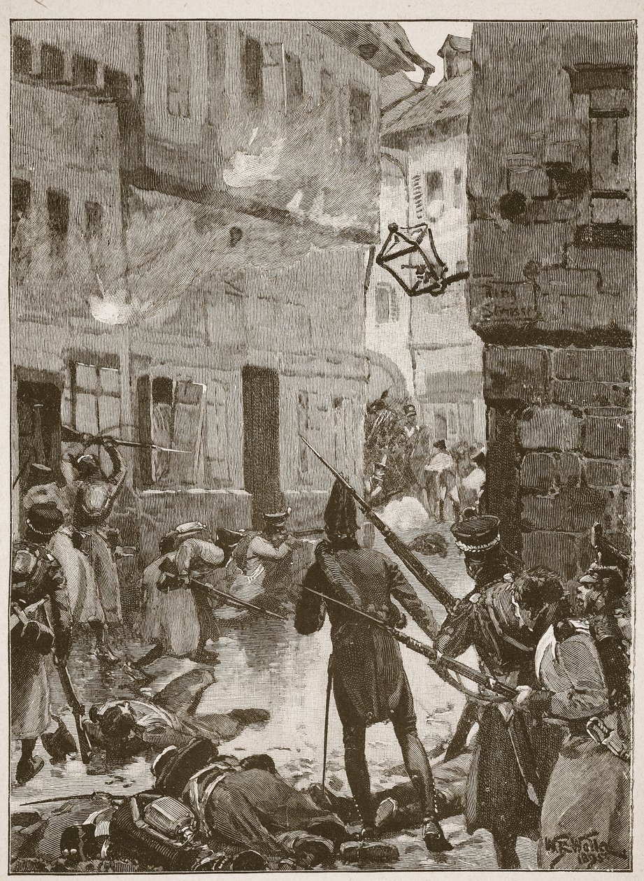 Ale Francuzi wciąż stawiali heroiczny opór, ilustracja z "Battles of the Nineteenth Century" Archibalda Forbesa, G.A. Henty