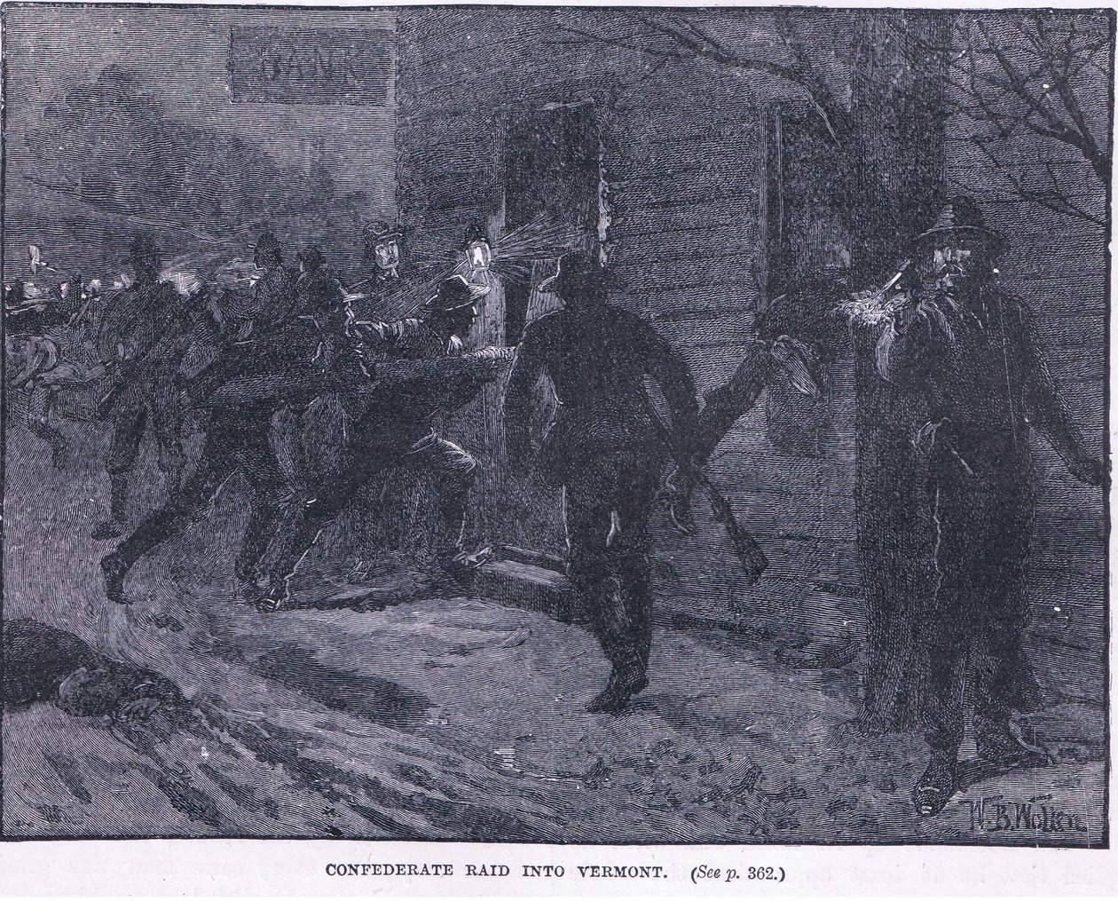 Nalot konfederatów do Vermont 1865 AD autorstwa William Barnes Wollen