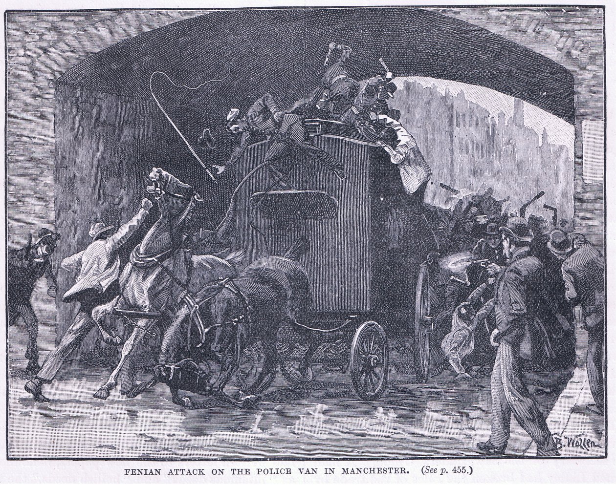 Peniański atak na policyjną furgonetkę w Manchesterze 1867 AD autorstwa William Barnes Wollen
