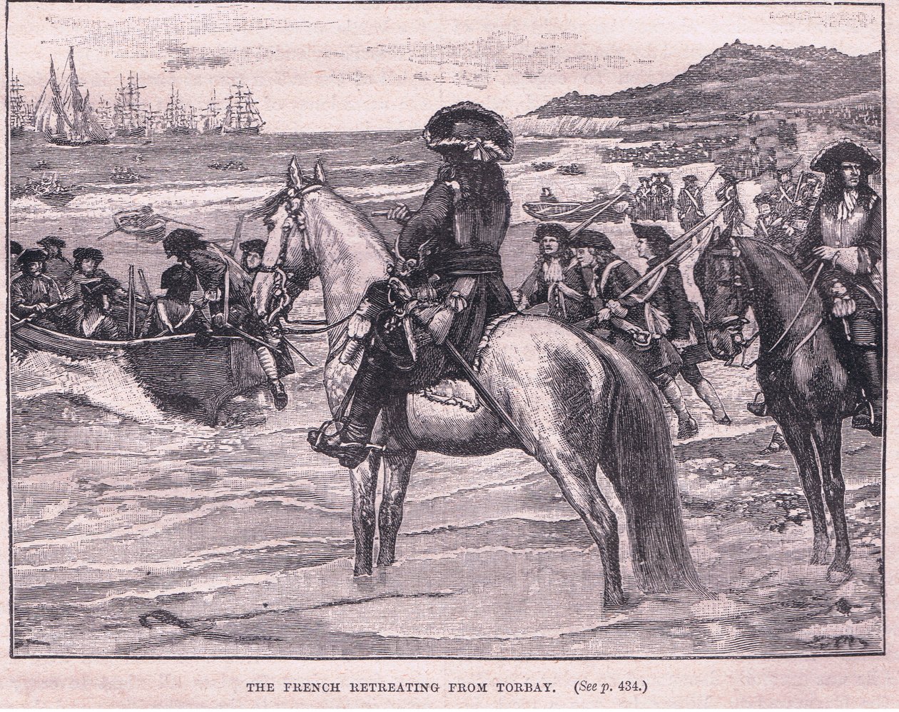 Francuzi wycofują się z Torbay AD 1690 autorstwa William Barnes Wollen