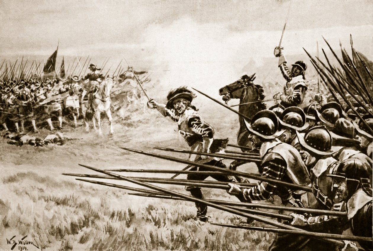 Szarża piechoty rojalistycznej pod Naseby, 14 czerwca 1645 r. autorstwa William Barnes Wollen