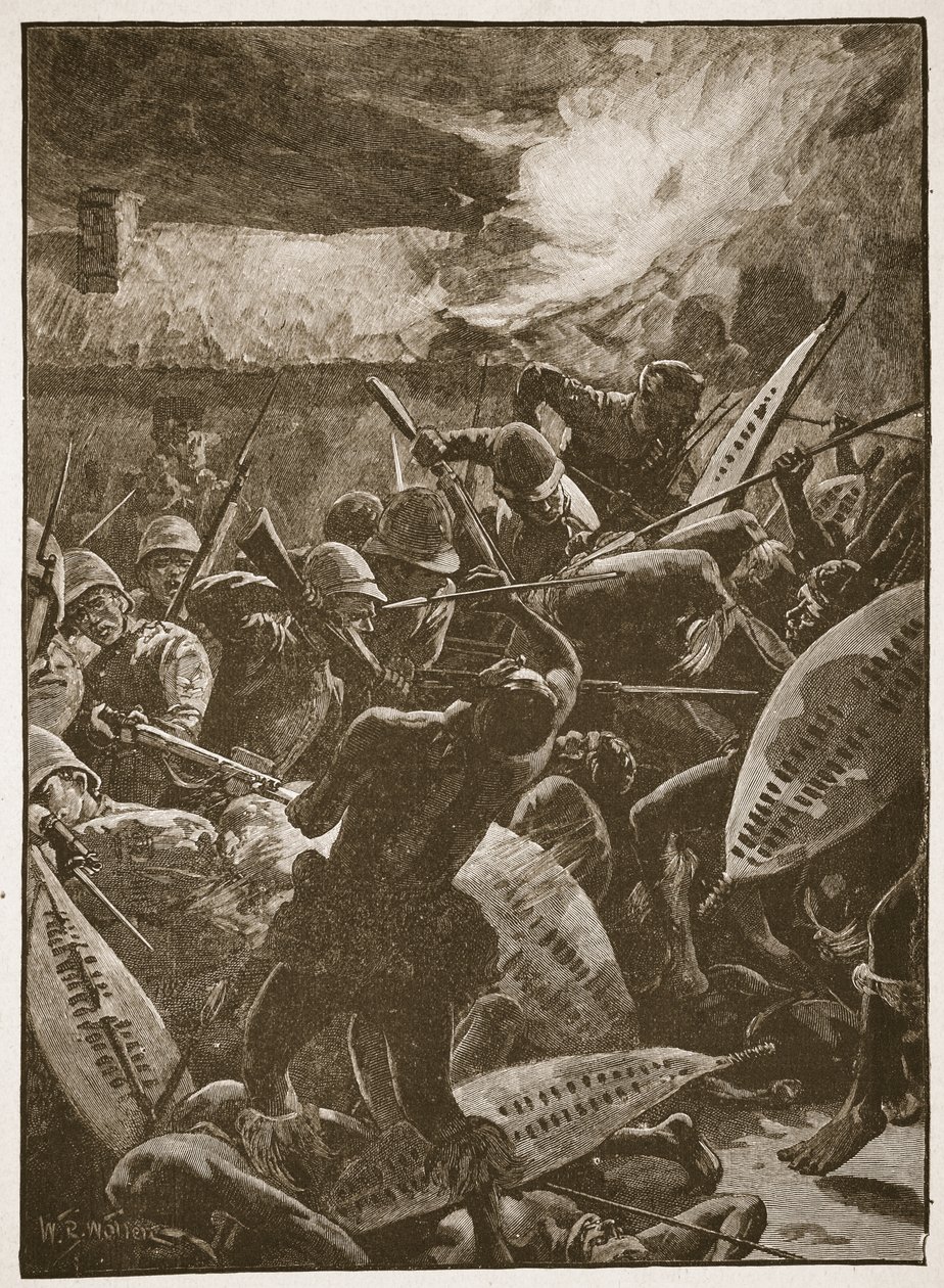 Odbyła się walka wręcz, ilustracja z „Bitwy XIX wieku” autorstwa Archibalda Forbesa, G.A. Henty i major Arthur Griffiths autorstwa William Barnes Wollen