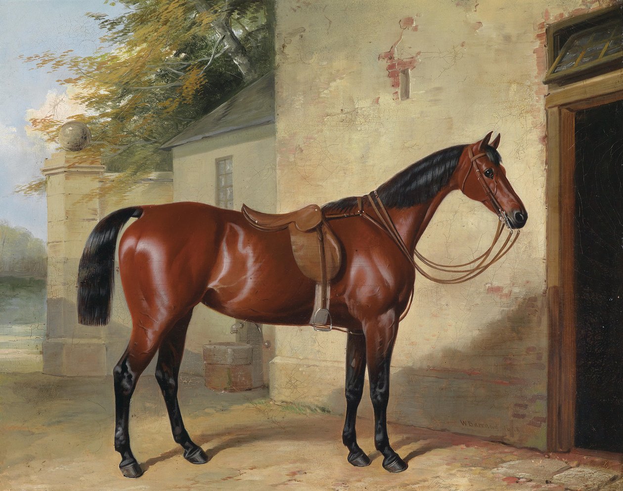 Osiodłany koń gniady autorstwa William Barrand