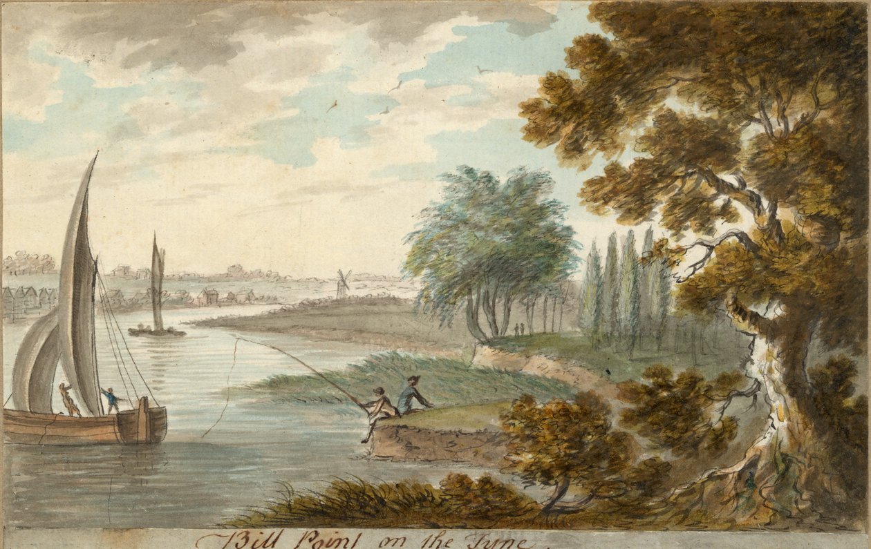 Bill Point on the Tyne (ołówek i akwarela na papierze) autorstwa William Beilby