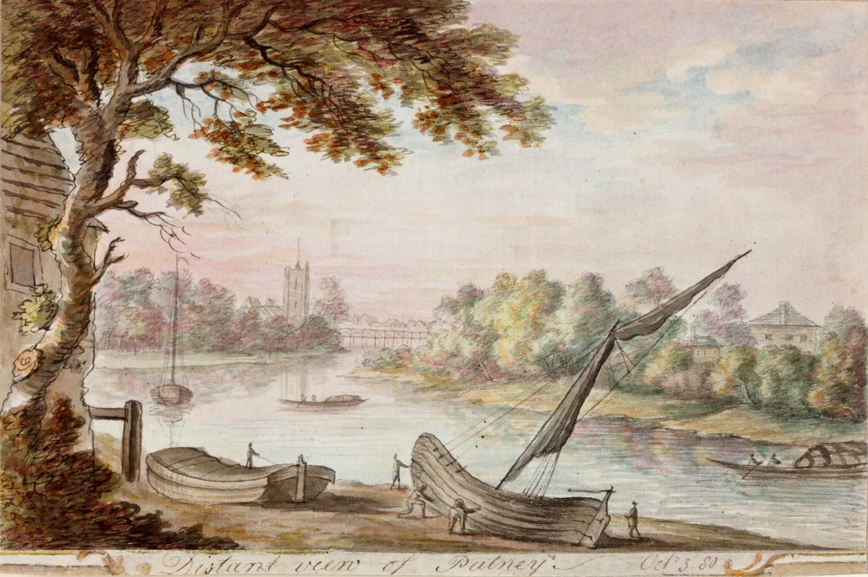 Odległy widok na Putney (ołówek i akwarela na papierze) autorstwa William Beilby
