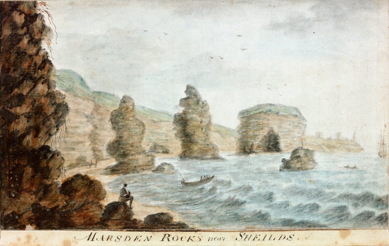 Marsden Rocks w pobliżu Shields autorstwa William Beilby