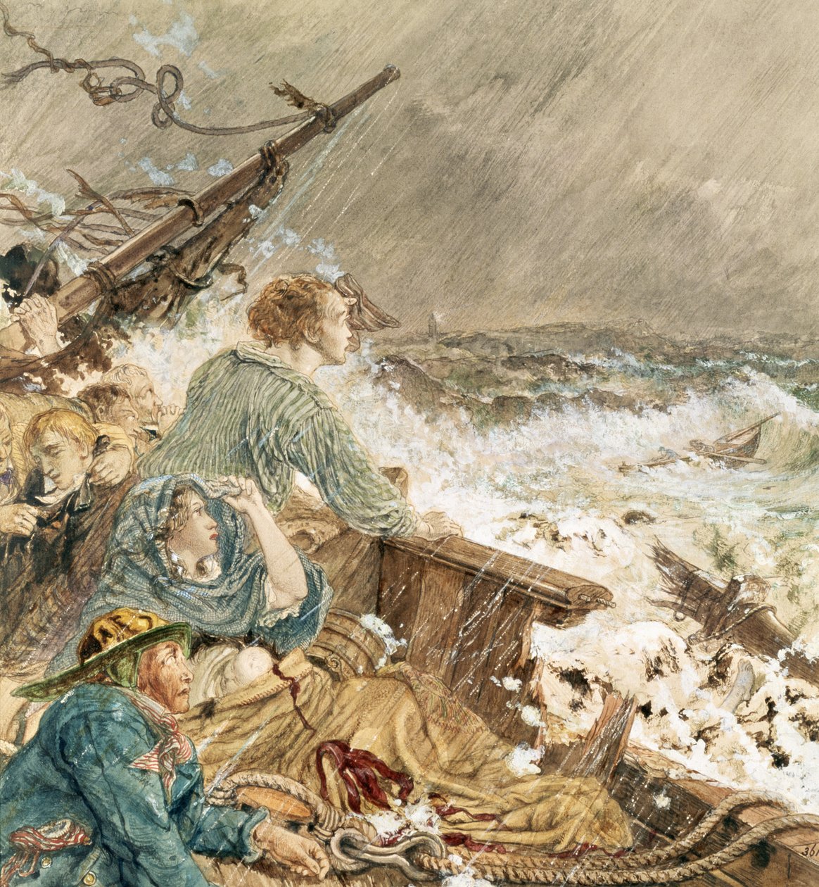 Grace Darling i jej ojciec ratują rozbitą załogę, 17 września 1838 r. autorstwa William Bell Scott