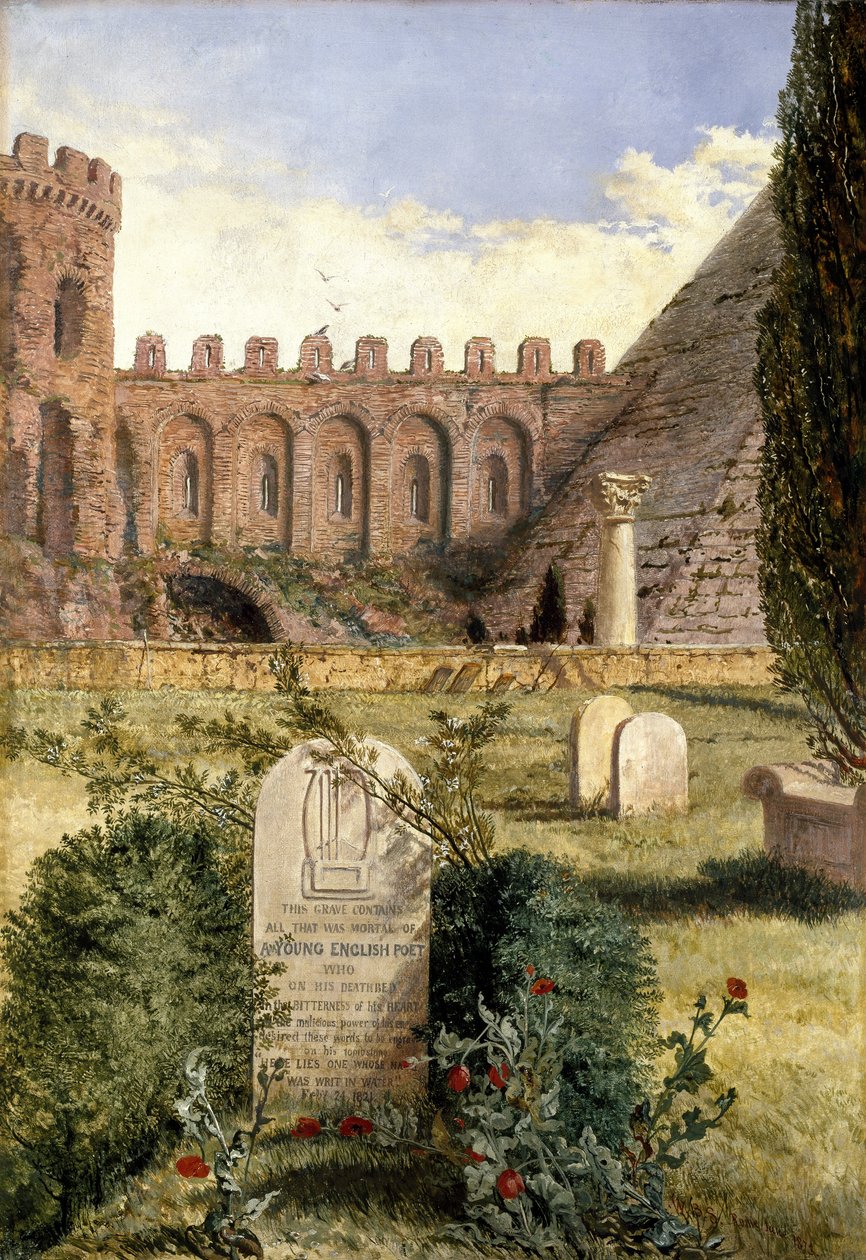 Grób Keatsa na starym cmentarzu protestanckim w Rzymie, 1873 autorstwa William Bell Scott