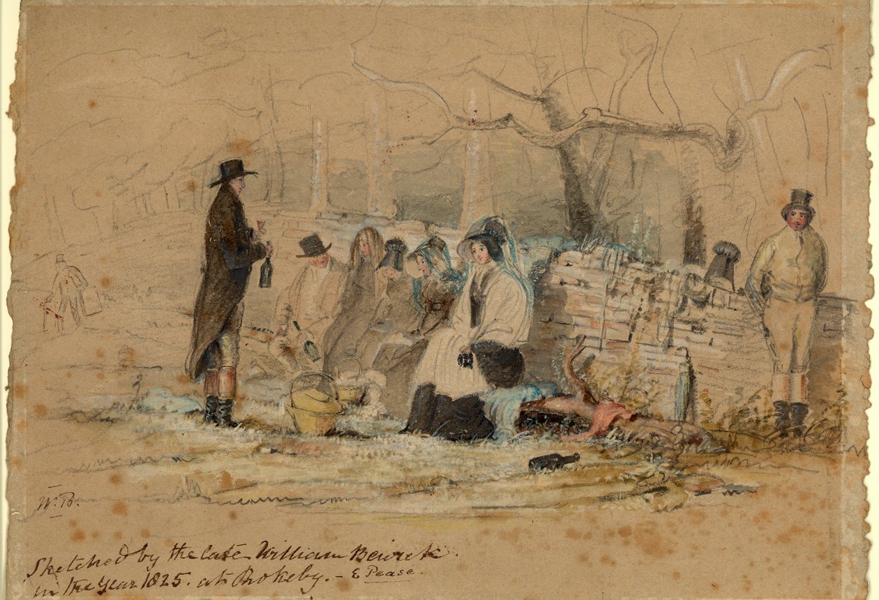 Piknik Rokeby, 1825 (kolor nadwozia, ołówek i toaleta na papierze) autorstwa William Bewick