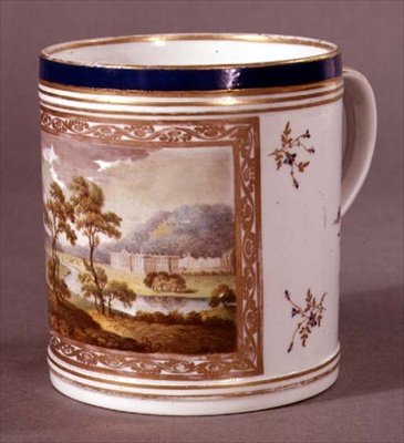 Kubek Pinxton, malowany z widokiem Chatswortha, ok. 1800 (porcelana) autorstwa William Billingsley