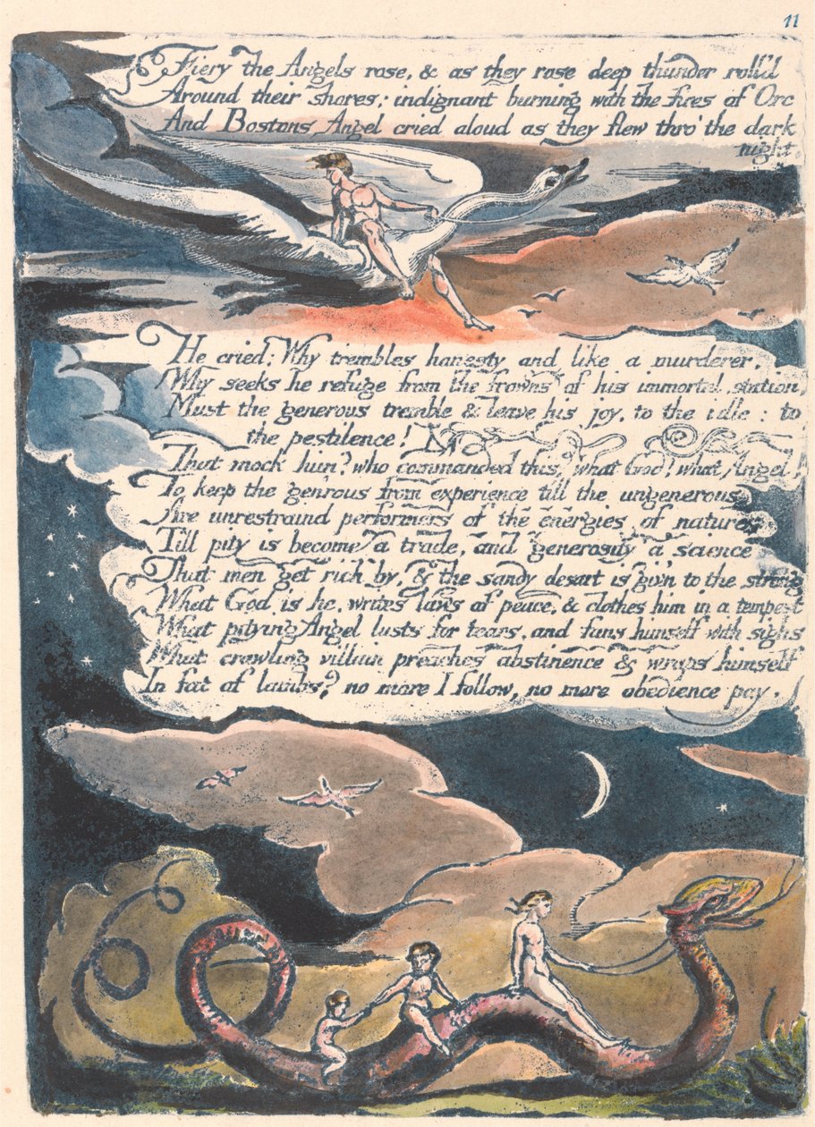 Ameryka. Proroctwo, płyta 13, Ognista róża aniołów.... autorstwa William Blake