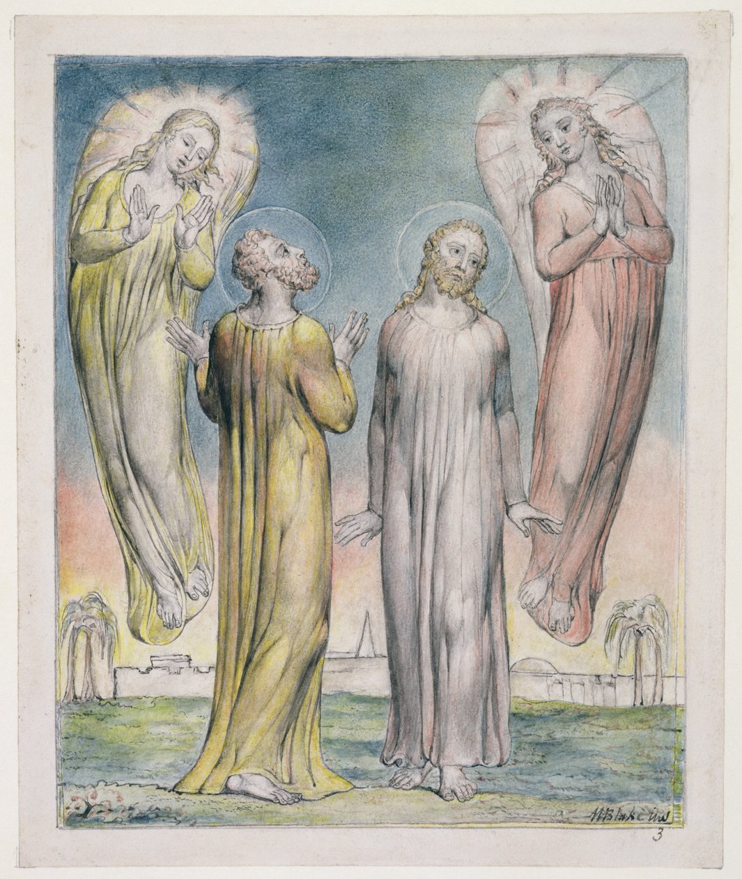 Andrzej, Szymon Piotr W poszukiwaniu Chrystusa, ilustracja z „Paradise Regained” Johna Miltona, ok. 1816-18 (pióro i atrament, szare pranie i toaleta na papierze) autorstwa William Blake