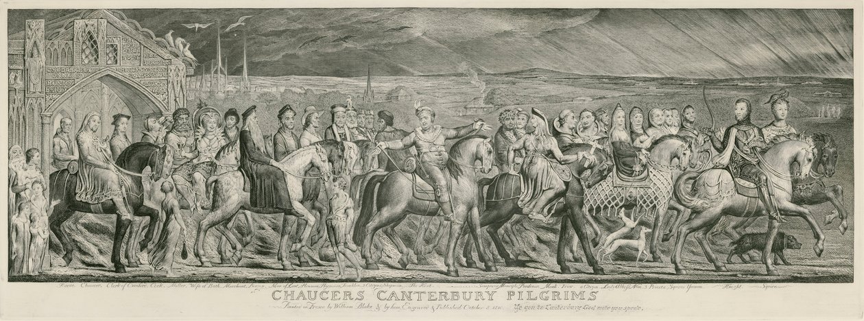Grawerowanie pielgrzymów Blake Canterbury autorstwa William Blake