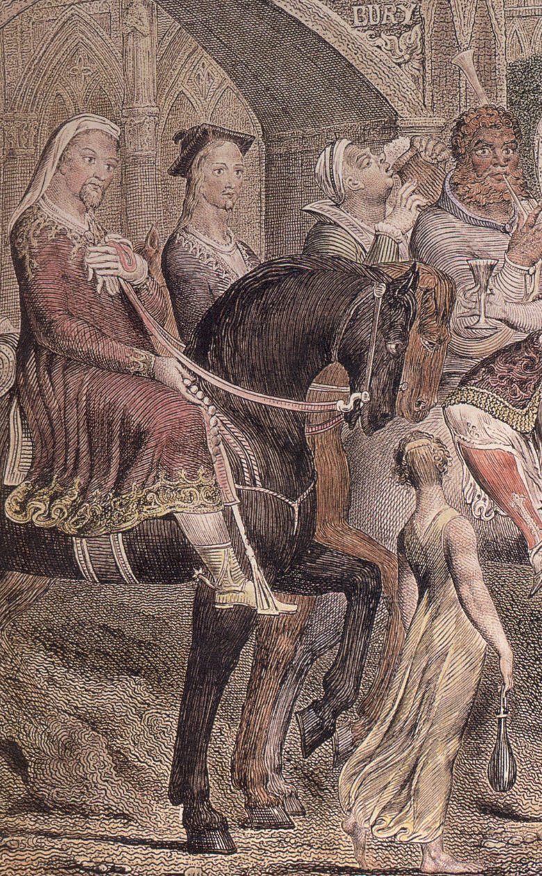 Blake-Cant-pilgrims-detail-b1 Kolorowy grawerunek, 2. stan (1810) autorstwa William Blake