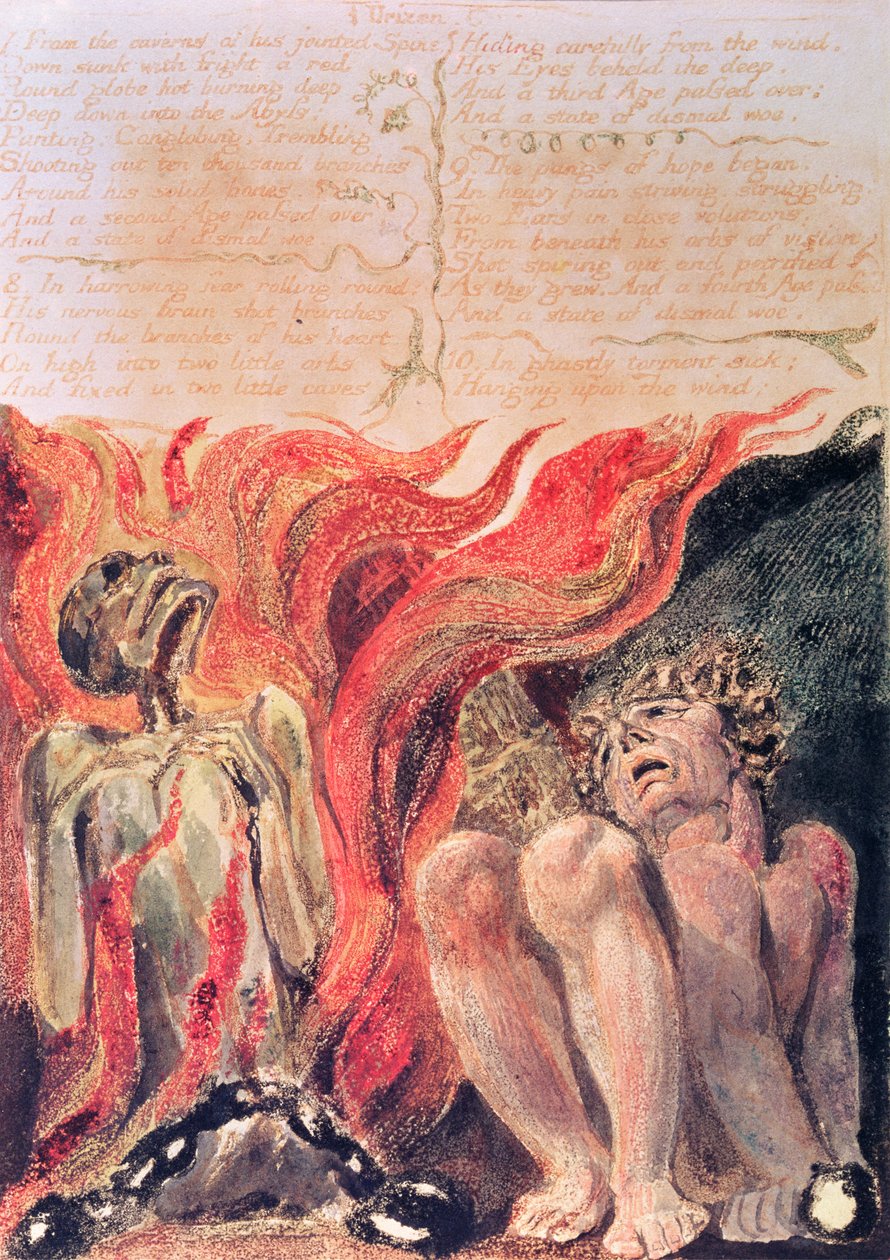 Księga Urizena; z jaskiń jego kręgosłupa, 1794 (drukowana kolorowo akwaforta) autorstwa William Blake