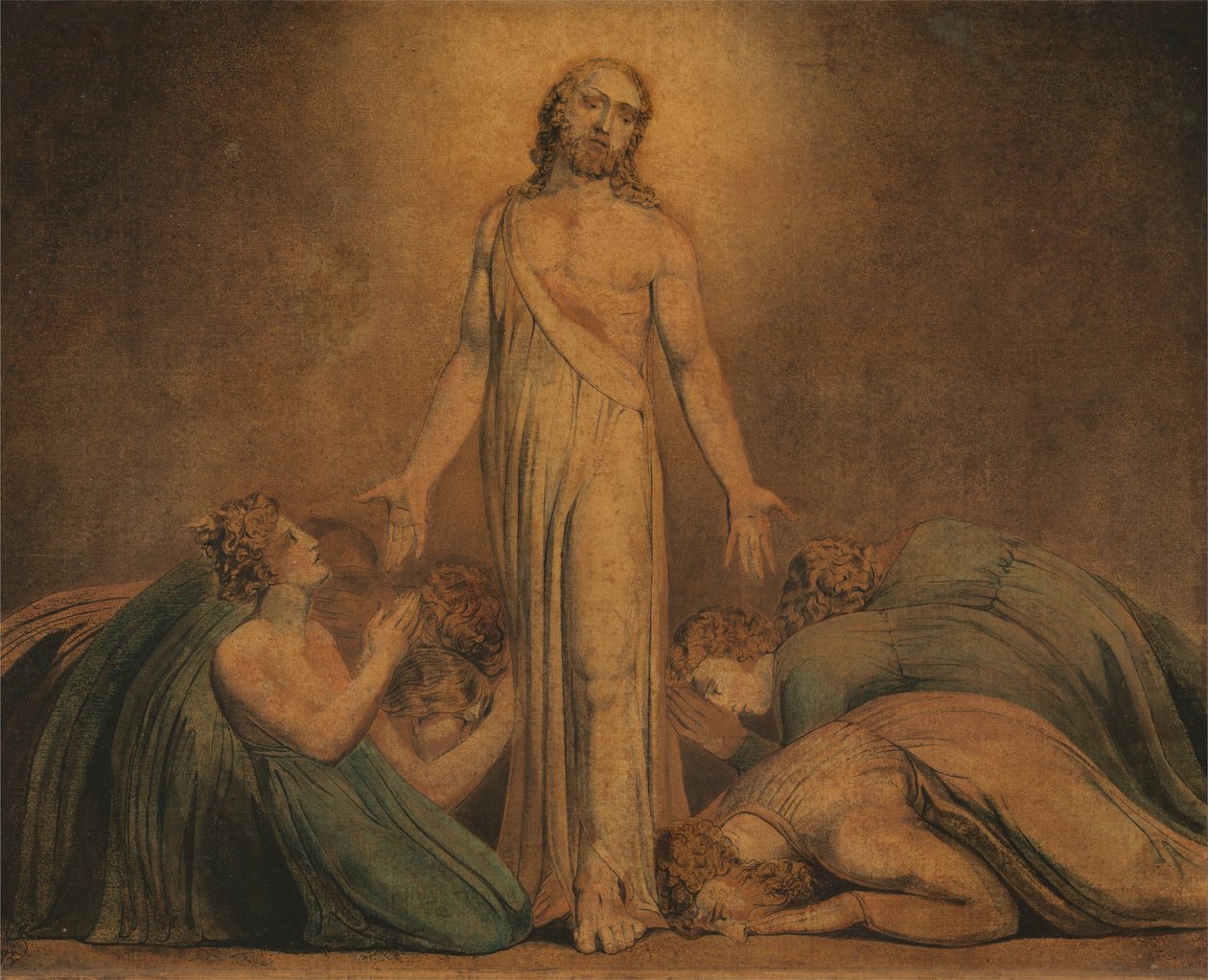 Chrystus ukazujący się apostołom po zmartwychwstaniu autorstwa William Blake