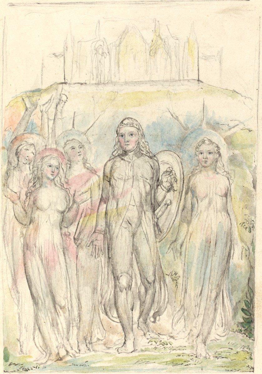 Chrześcijanin z tarczą wiary autorstwa William Blake
