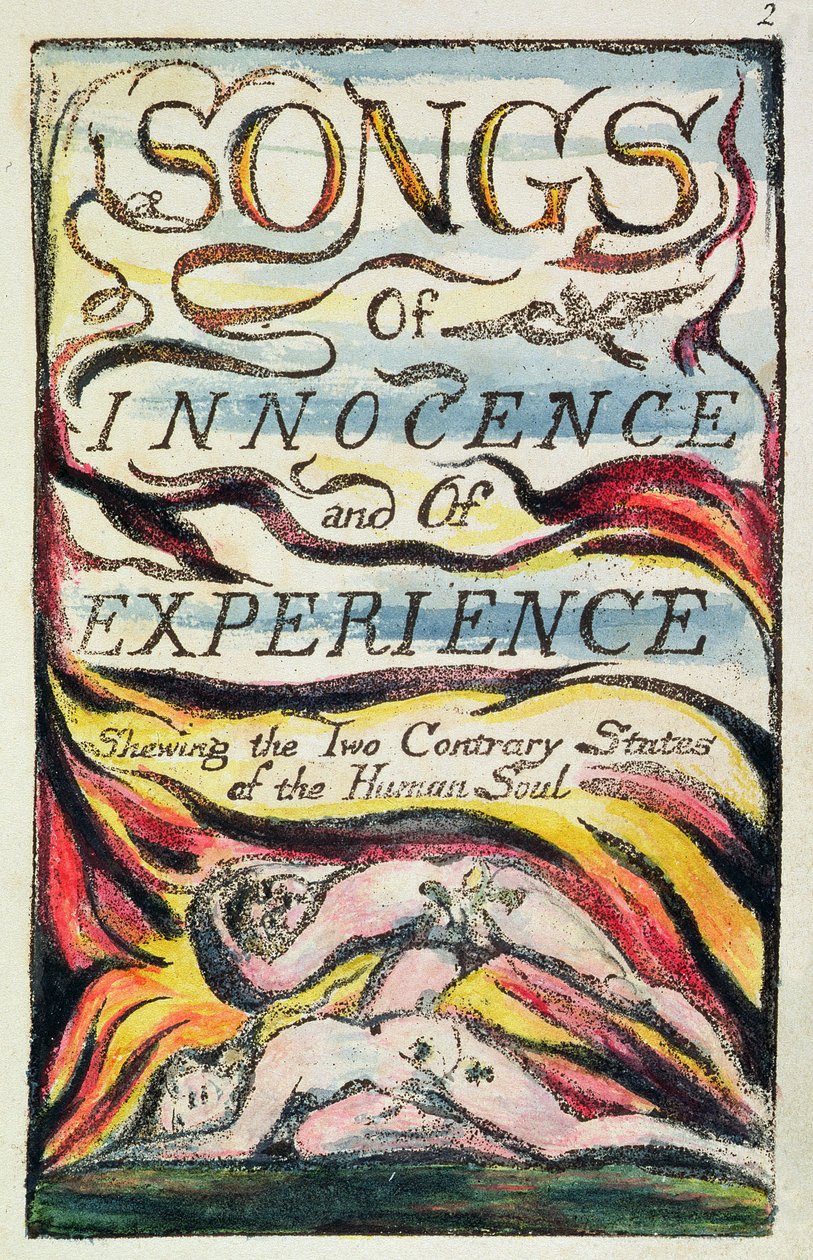 Połączona strona tytułowa z „Songs of Innocence and of Experience”, płyta 2 Bentley Copy L, c.1789-94 (akwaforta wypukła, pióro i toaleta na papierze) autorstwa William Blake