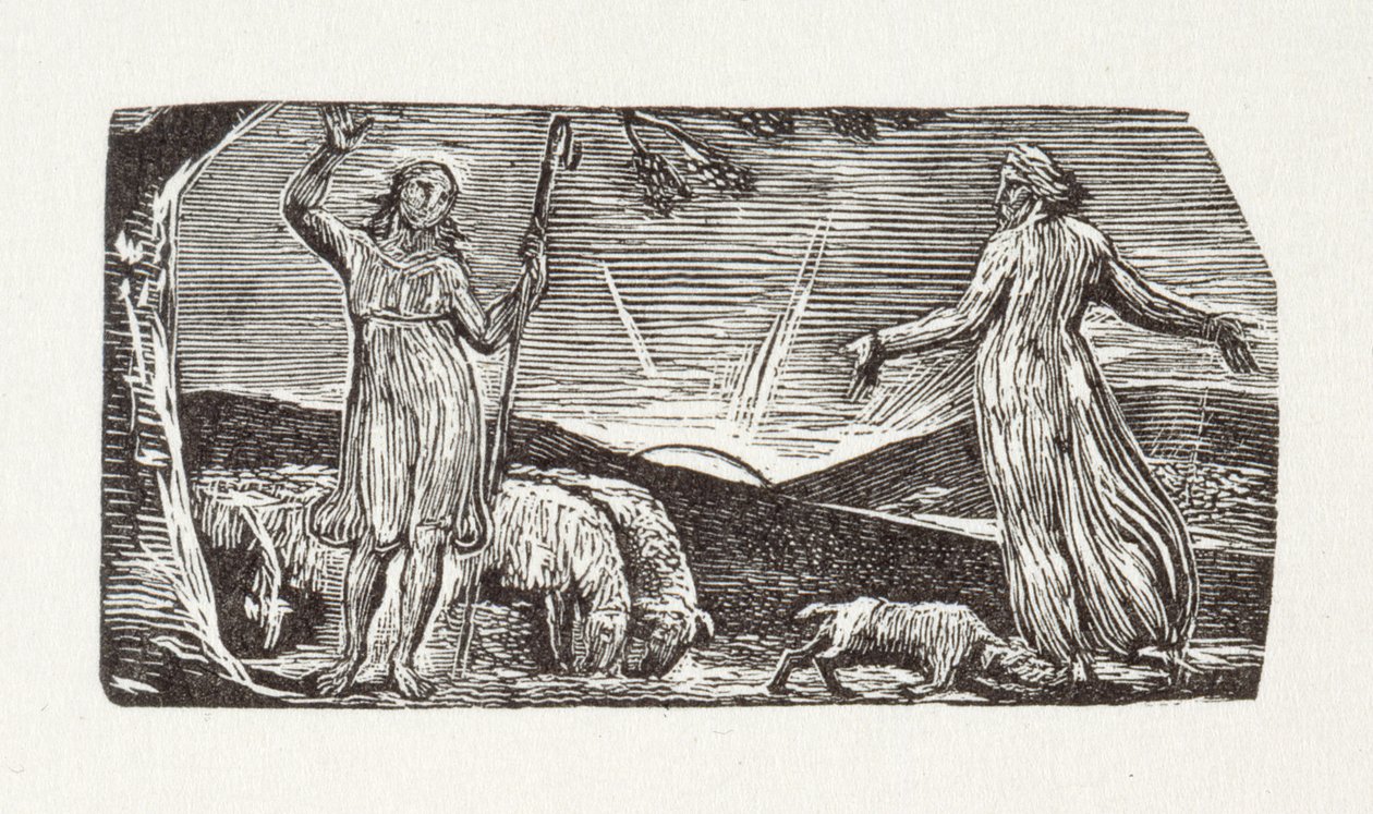 Każde stworzenie, Thenot, rodzi się do swojego zadania, 1821 (drewno) autorstwa William Blake