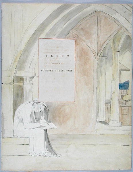 Elegia napisana w wiejskim dziedzińcu kościelnym, wzór 105 z The Poems of Thomas Gray, 1797-98 (wc z piórem i atramentem na papierze) autorstwa William Blake