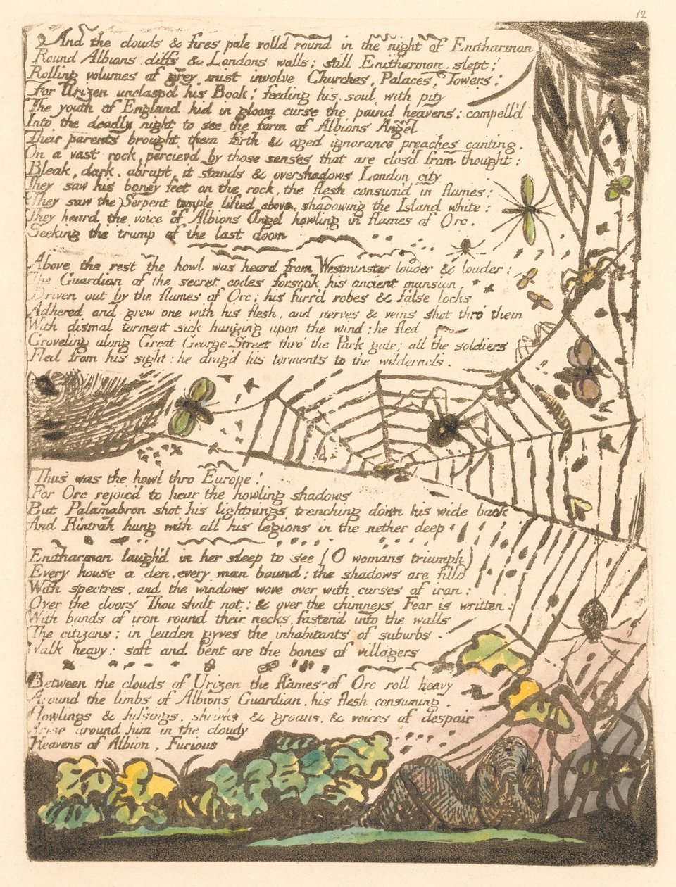 Europa. Proroctwo, tablica 14, A chmury i ognie . . . . (Bentley 15) autorstwa William Blake