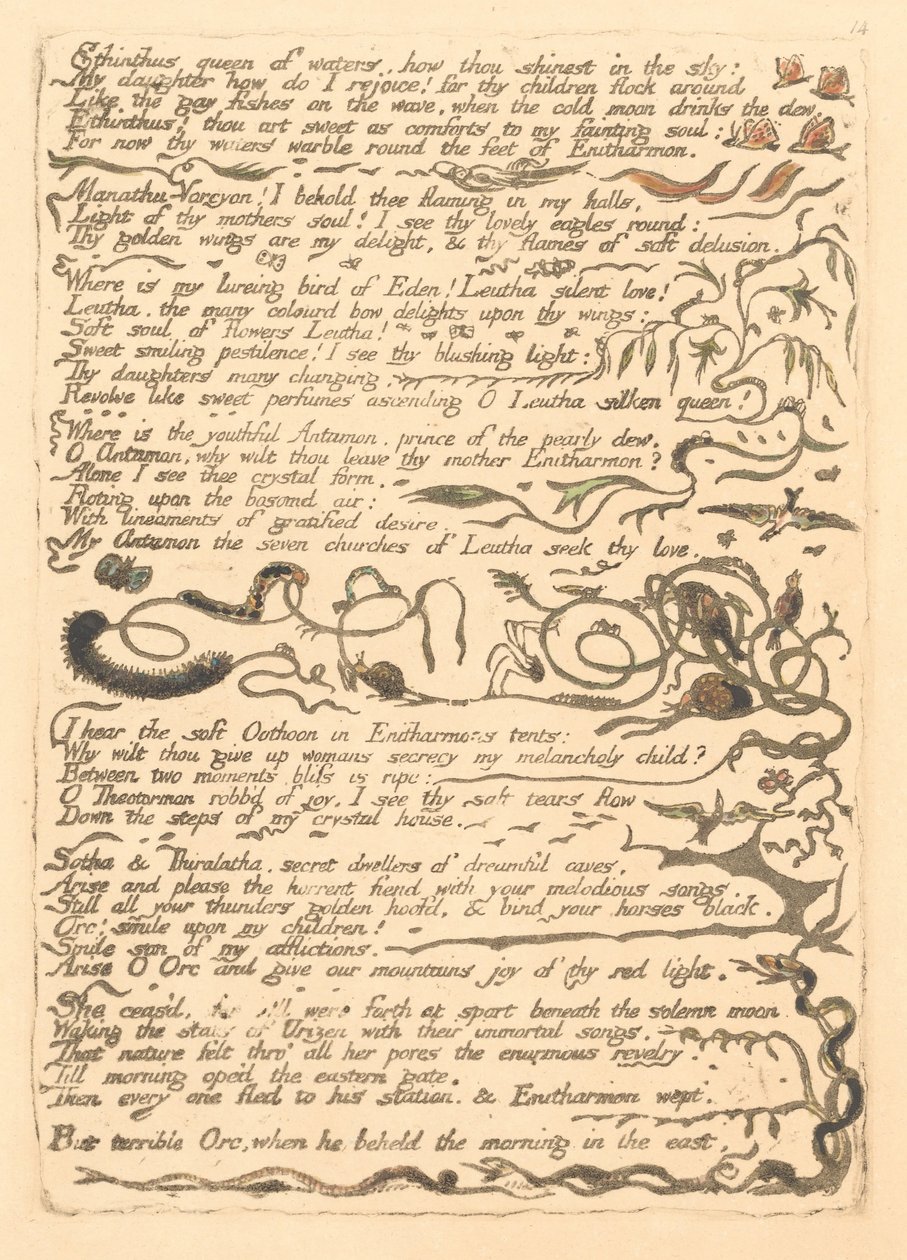 Europa. Proroctwo, ilustracja 16, Etyntus królowa wód. . . . (Bentley 17) autorstwa William Blake