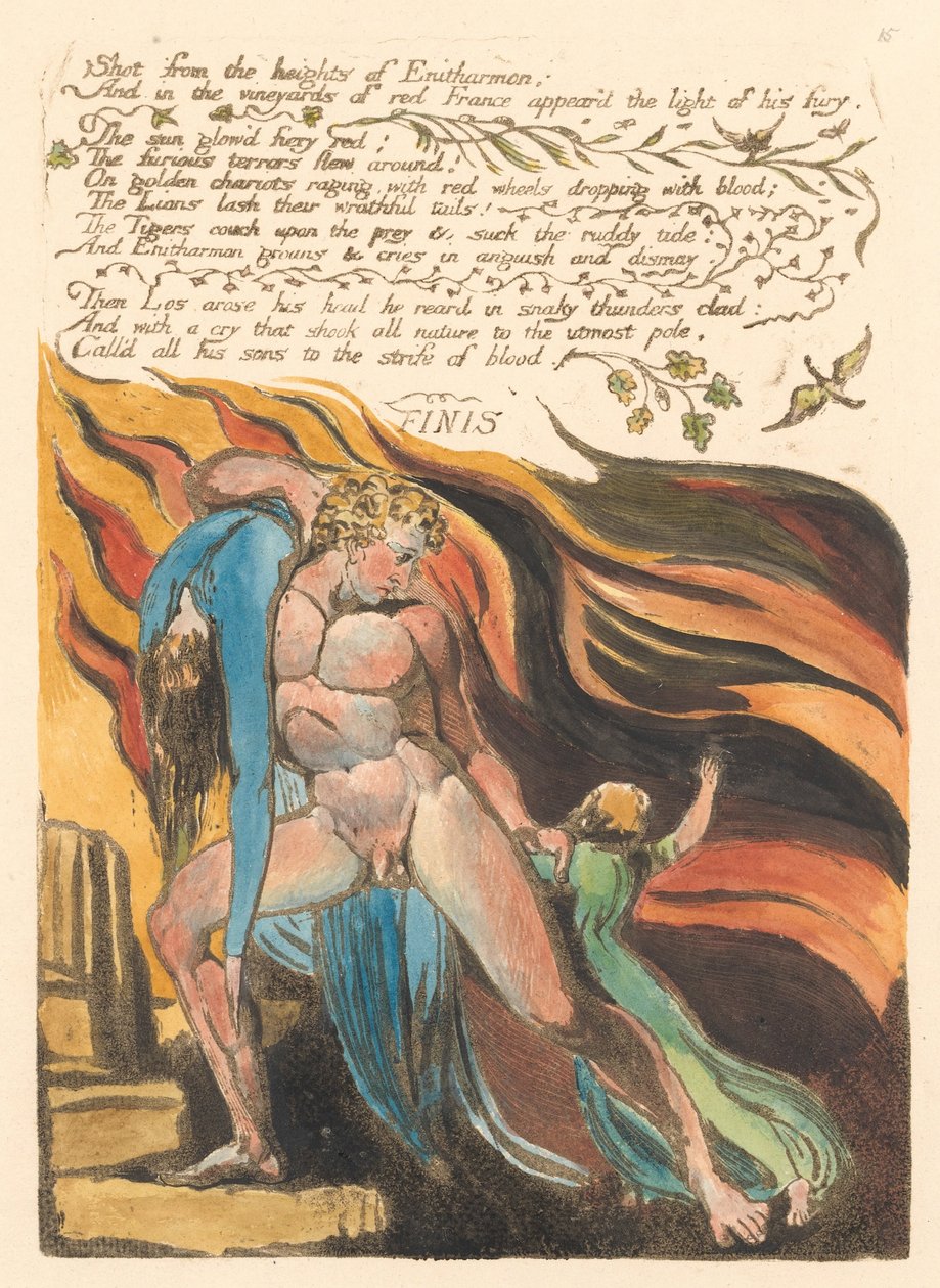 Europa. Przepowiednia, płyta 17, Strzał z wysokości . . . . (Bentley 18) autorstwa William Blake