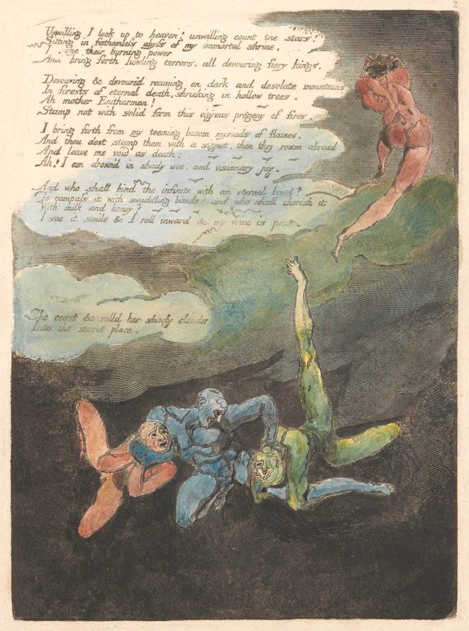 Europa. Proroctwo, płyta 4, Niechętnie patrzę w górę . . . . (Bentley 5) autorstwa William Blake