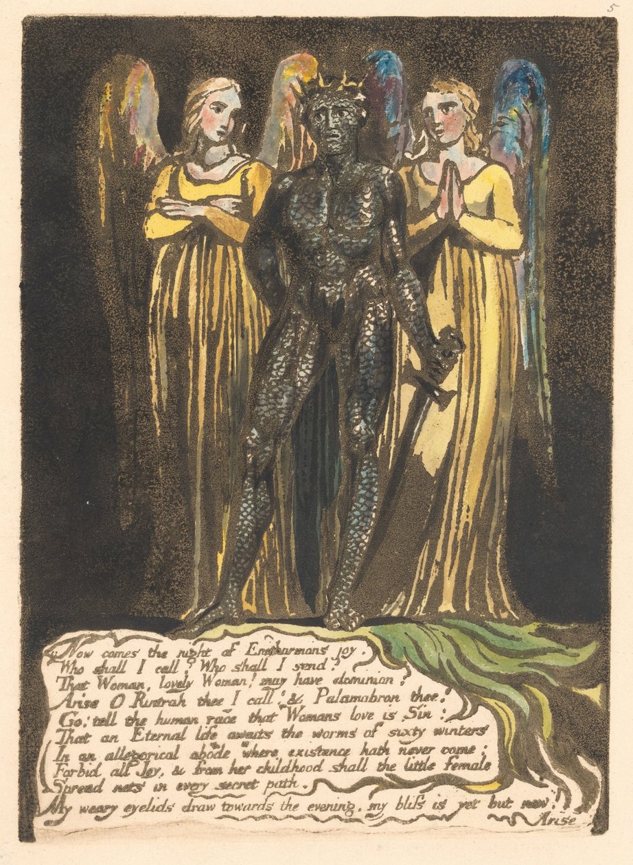 Europa. Proroctwo, płyta 7, Teraz nadchodzi noc . . . . (Bentley 8) autorstwa William Blake