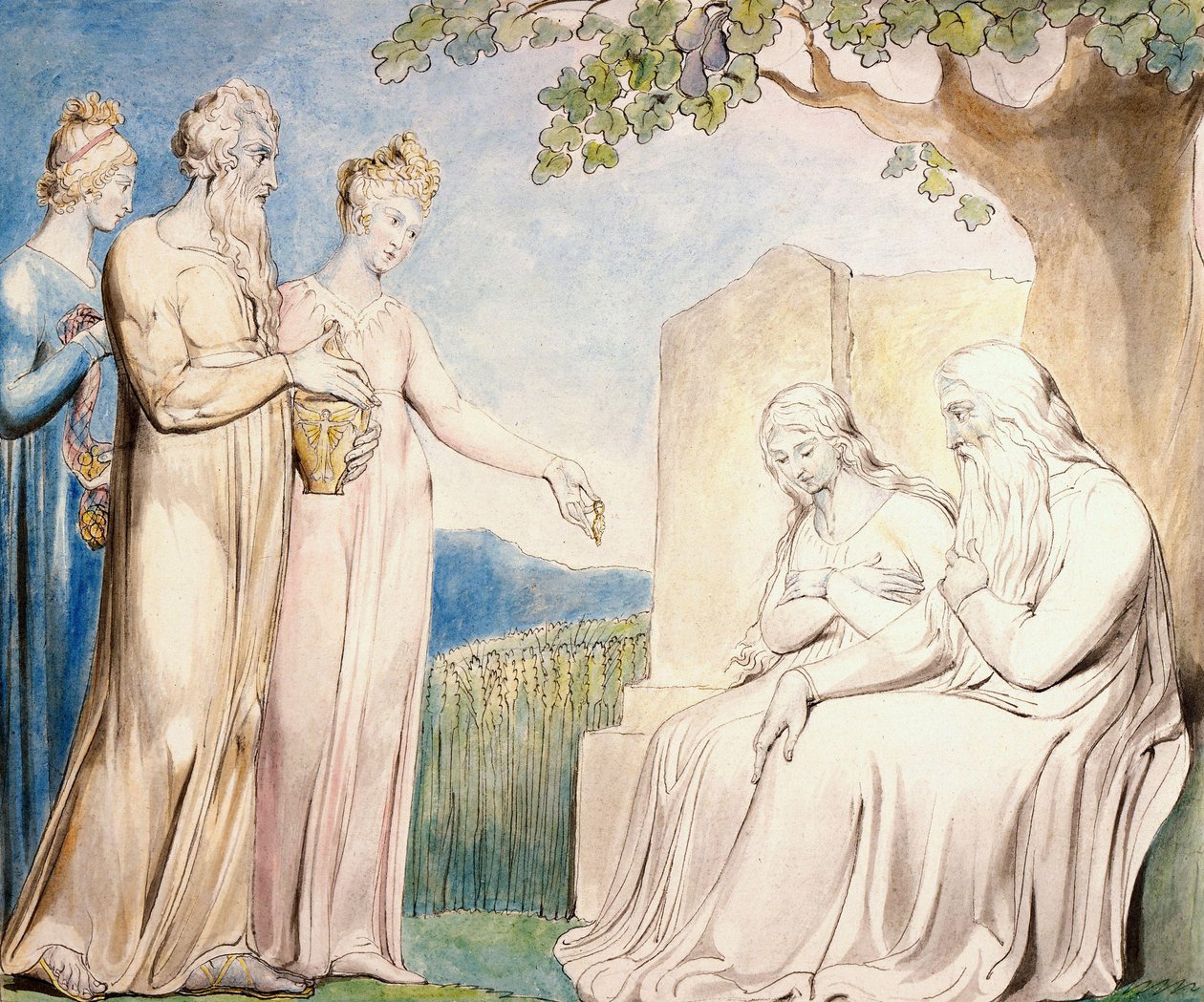 Każdy mężczyzna dał mu też kawałek pieniędzy autorstwa William Blake