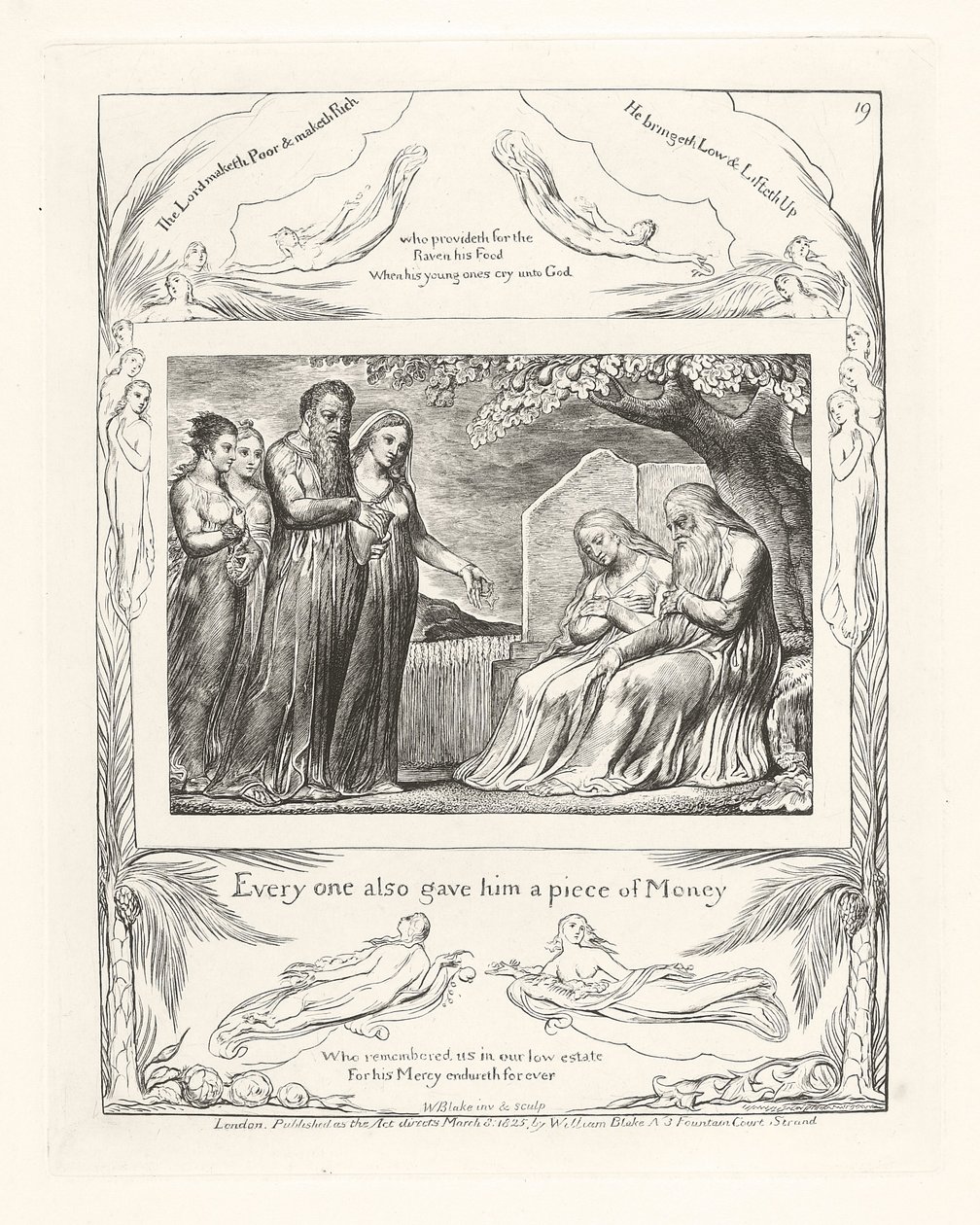 Każdy też dał mu kawałek Pieniędzy, 1825 autorstwa William Blake