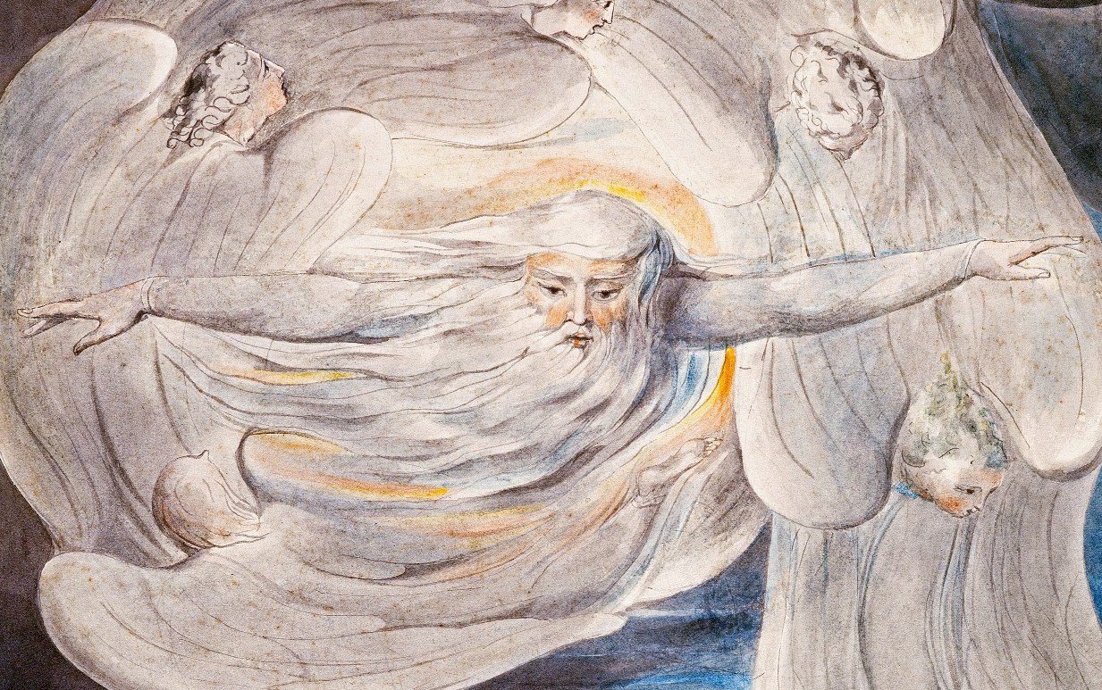 Bóg odpowiada Hiobowi z trąby powietrznej autorstwa William Blake