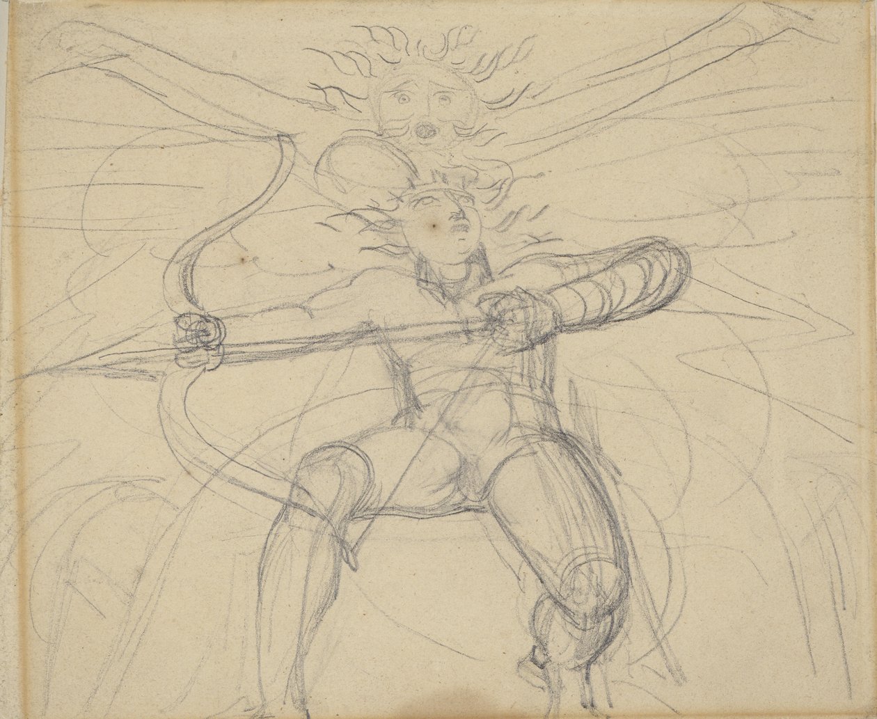 Hyperion, z Study for Grays Poems, strona 46 (grafit na papierze) autorstwa William Blake