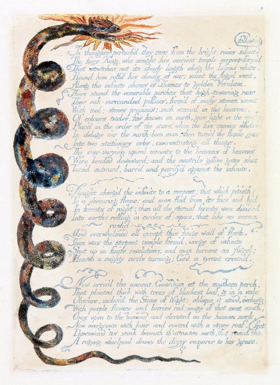 Ilustracja z „Europe: a Prophecy”, Lambeth, 1794 (atrament i toaleta na papierze) autorstwa William Blake