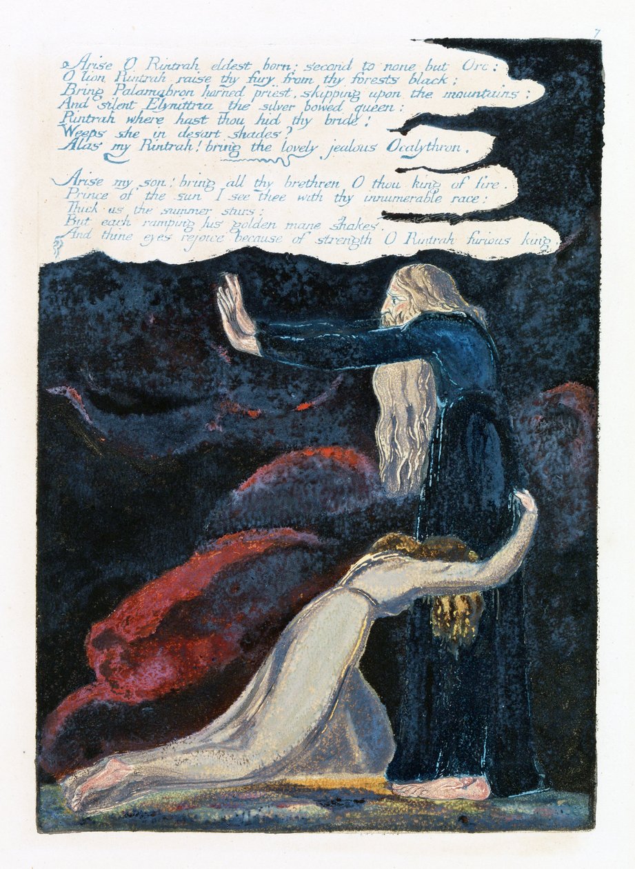 Ilustracja z „Europe: a Prophecy”, Lambeth, 1794 (atrament i toaleta na papierze) autorstwa William Blake