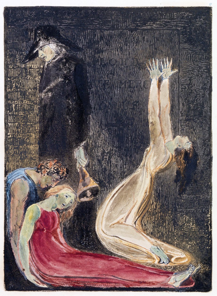 Ilustracja z „Europe: a Prophecy”, Lambeth, 1794 (atrament i toaleta na papierze) autorstwa William Blake
